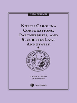 cover image of North Carolina Corporations, Partnerships and Securities Laws Annotated